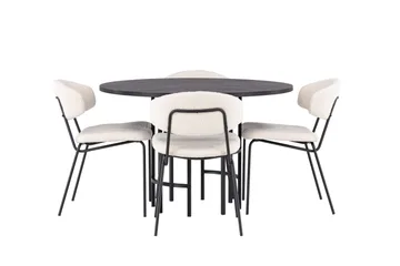 Copenhagen Matgrupp 115 cm Rund med 4 Chico Stolar - Svart - Products - Möbler - Bord & matgrupp - Matgrupp