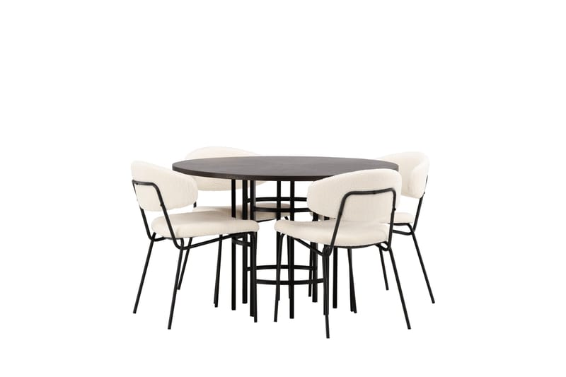 Copenhagen Matgrupp 115 cm Rund med 4 Chico Stolar - Svart - Products - Möbler - Bord & matgrupp - Matgrupp