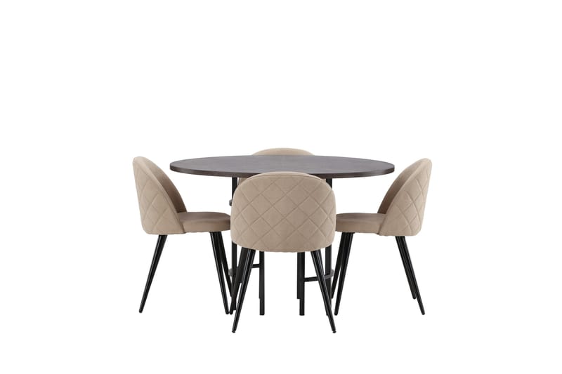 Copenhagen Matgrupp 115 cm Rund med 4 Velvet stolar - Beige - Products - Möbler - Bord & matgrupp - Matgrupp