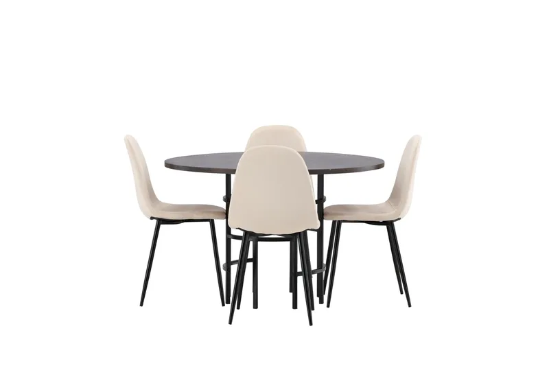 Copenhagen Matgrupp 115 cm Rund med 4 Polar stolar, Beige