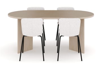 Dano Matbord 180 cm  med 4 Katy Matstolar - Travertin / Vit - Products - Möbler - Bord & matgrupp - Matgrupp