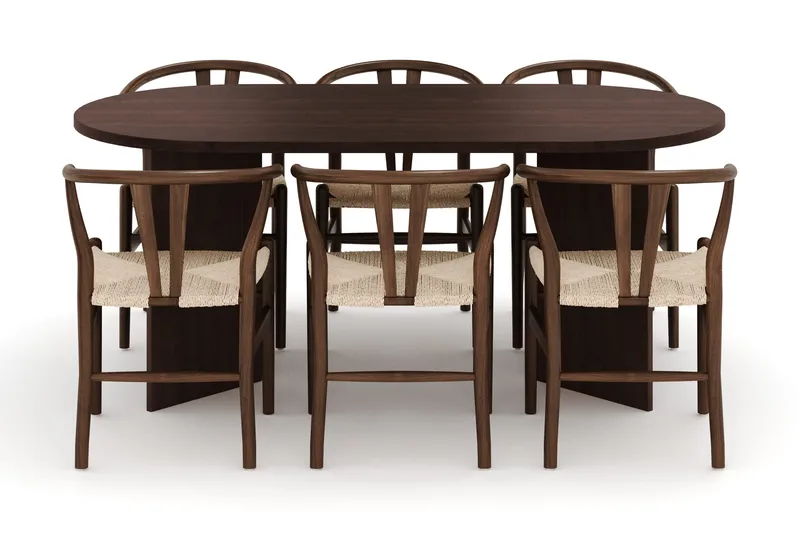 Dano Matbord 180 cm  med 6 Dastoori Matstolar - Valnöt - Products - Möbler - Bord & matgrupp - Matgrupp