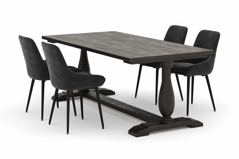 Dijon Matgrupp 200x100cm med 4 Alsarp Matstolar - Brun - Products - Möbler - Bord & matgrupp - Matgrupp