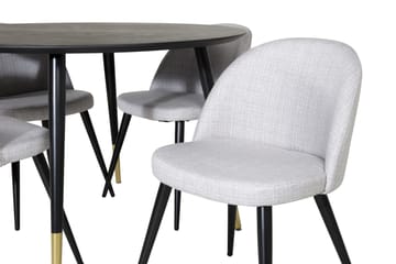 Dipp Matgrupp 115 cm Rund med 4 Velvet Stolar - Svart - Products - Möbler - Bord & matgrupp - Matgrupp