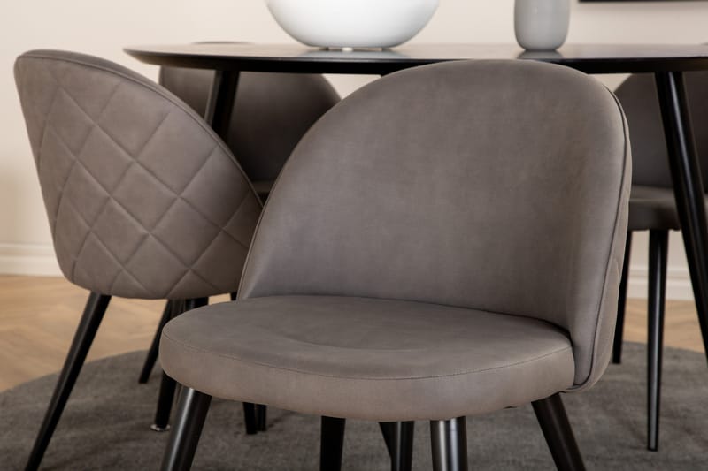 Dipp Matgrupp 115 cm Rund med 4 Velvet stolar - Svart - Products - Möbler - Bord & matgrupp - Matgrupp