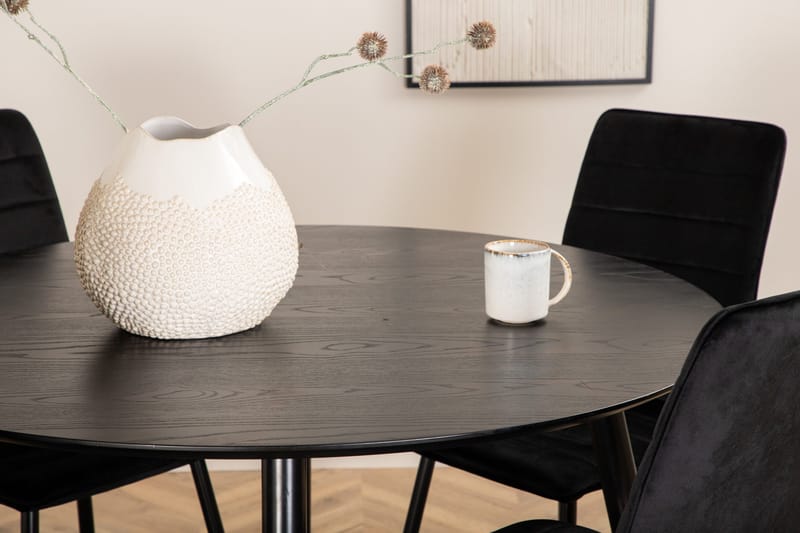 Dipp Matgrupp 115 cm Rund med 4 Windu Lyx stolar - Svart - Products - Möbler - Bord & matgrupp - Matgrupp