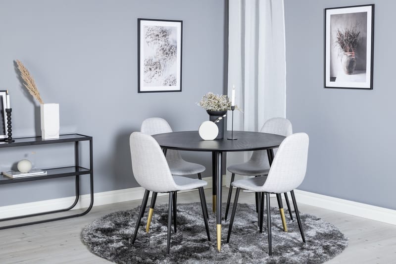 Dipp Matgrupp 115 cm Rund med 4 Polar stolar - Svart/Guld - Products - Möbler - Bord & matgrupp - Matgrupp