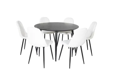 Dipp Matgrupp 115 cm Rund med 6 Polar stolar - Svart - Products - Möbler - Bord & matgrupp - Matgrupp