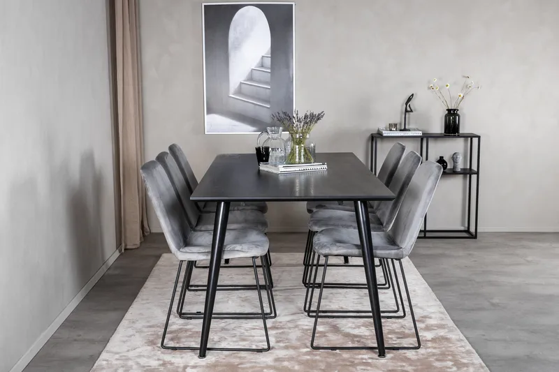 Dipp Matgrupp 180 cm Rektangulär med 6 Muce stolar - Svart - Products - Möbler - Bord & matgrupp - Matgrupp