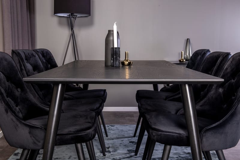 Dipp Matgrupp 180 cm Rektangulär med 6 Velvet Deluxe stolar - Svart/Guld - Products - Möbler - Bord & matgrupp - Matgrupp