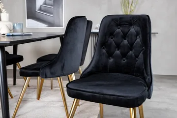 Dipp Matgrupp 180 cm Rektangulär med 6 Velvet Deluxe stolar - Svart/Guld - Products - Möbler - Bord & matgrupp - Matgrupp