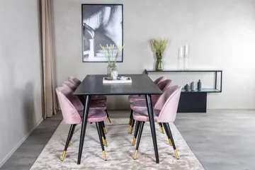 Dipp Matgrupp 180 cm Rektangulär med 6 Velvet stolar - Svart - Products - Möbler - Bord & matgrupp - Matgrupp