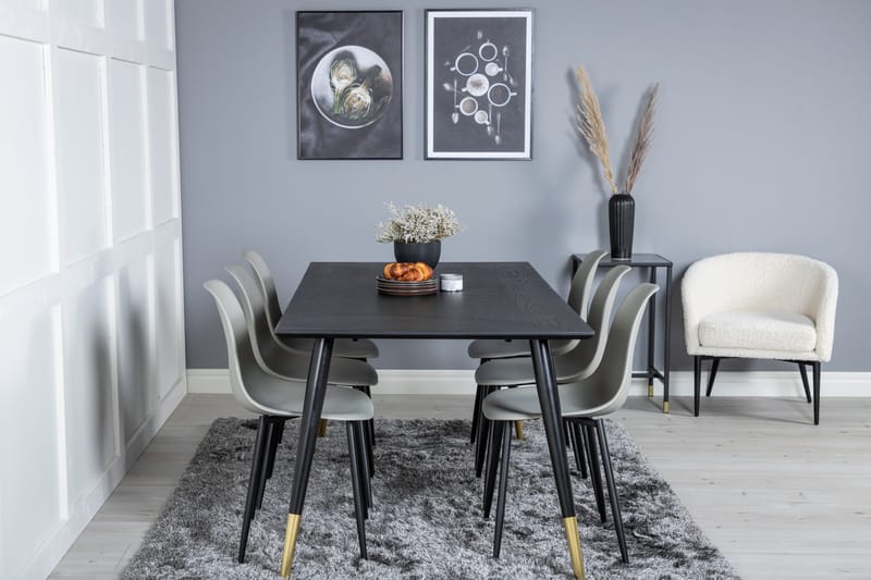 Dipp Matgrupp 180 cm Rektangulär med 6 Polar stolar - Svart/Guld - Products - Möbler - Bord & matgrupp - Matgrupp