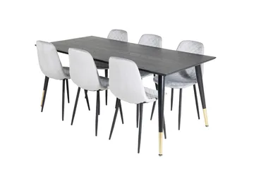 Dipp Matgrupp 180 cm Rektangulär med 6 Polar stolar - Svart/Guld - Products - Möbler - Bord & matgrupp - Matgrupp