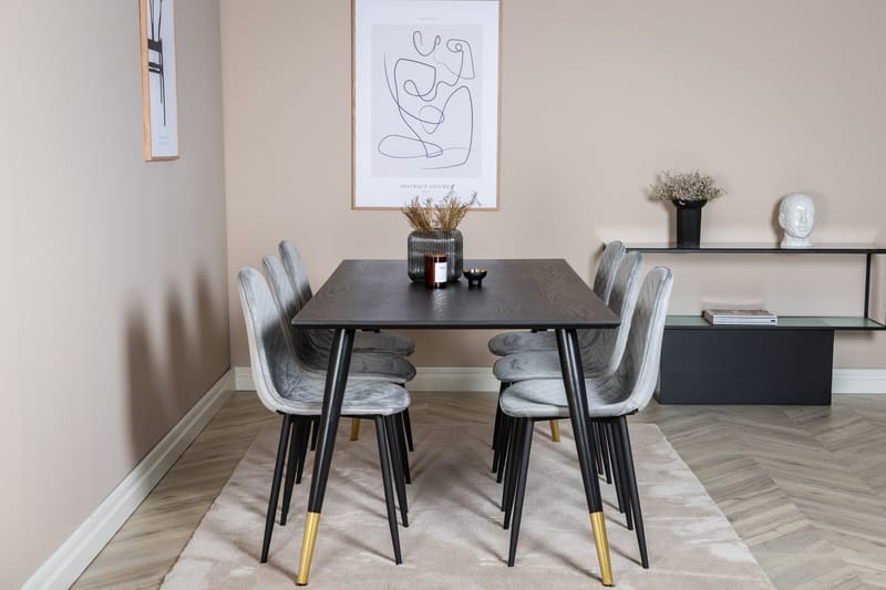 Dipp Matgrupp 180 cm Rektangulär med 6 Polar stolar - Svart/Guld - Products - Möbler - Bord & matgrupp - Matgrupp