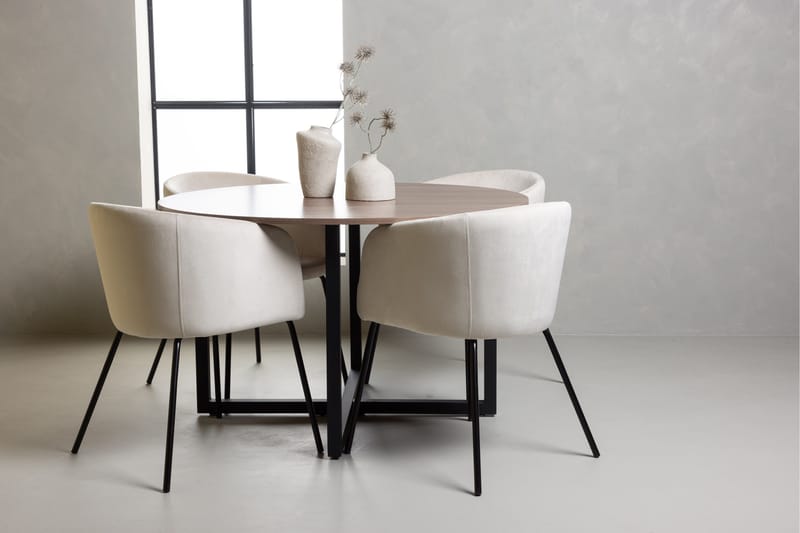 Durango Matgrupp 120 cm Rund med 4 Berit Stolar - Valnöt - Products - Möbler - Bord & matgrupp - Matgrupp