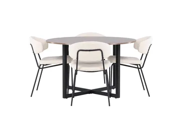 Durango Matgrupp 120 cm Rund med 4 Chico Stolar - Valnöt - Products - Möbler - Bord & matgrupp - Matgrupp