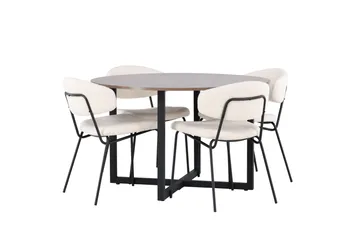 Durango Matgrupp 120 cm Rund med 4 Chico Stolar - Valnöt - Products - Möbler - Bord & matgrupp - Matgrupp