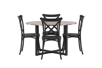 Durango Matgrupp 120 cm Rund med 4 Crosett Stolar - Valnöt - Products - Möbler - Bord & matgrupp - Matgrupp