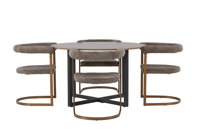 Durango Matgrupp 120 cm Rund med 4 Morning Stolar, Valnöt