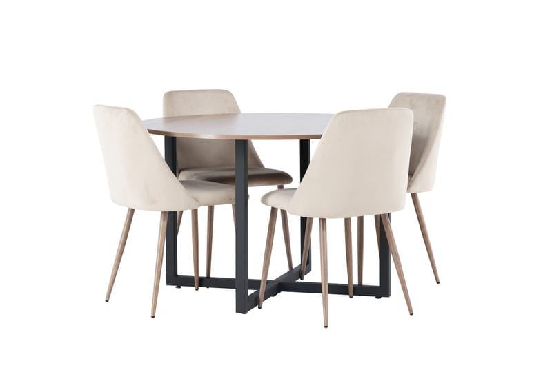 Durango Matgrupp 120 cm Rund med 4 Night Stolar - Valnöt - Products - Möbler - Bord & matgrupp - Matgrupp