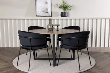 Durango Matgrupp 120 cm Rund med 4 Selma Stolar - Valnöt - Products - Möbler - Bord & matgrupp - Matgrupp