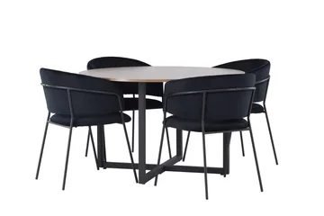 Durango Matgrupp 120 cm Rund med 4 Selma Stolar - Valnöt - Products - Möbler - Bord & matgrupp - Matgrupp