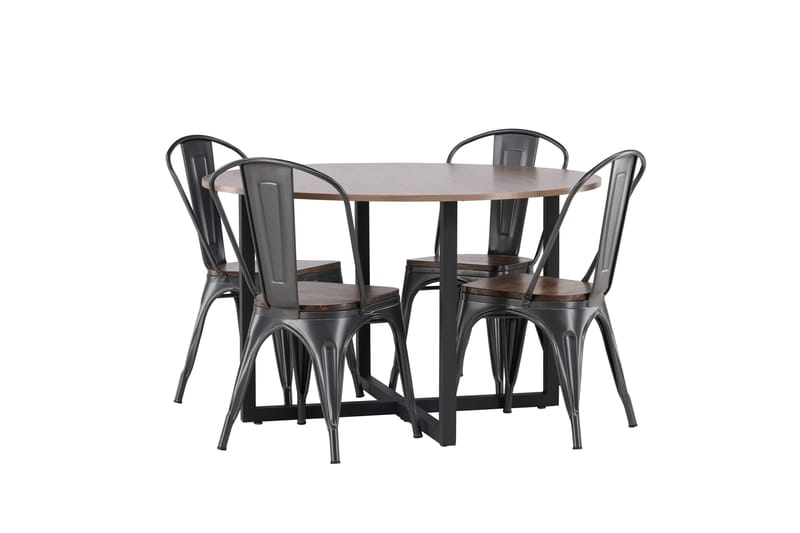 Durango Matgrupp 120 cm Rund med 4 Tempe Stolar - Valnöt - Products - Möbler - Bord & matgrupp - Matgrupp