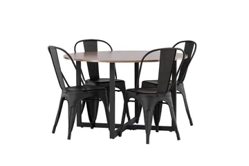 Durango Matgrupp 120 cm Rund med 4 Tempe Stolar - Valnöt - Products - Möbler - Bord & matgrupp - Matgrupp