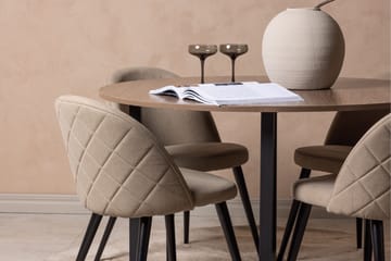 Durango Matgrupp 120 cm Rund med 4 Velvets Stolar - Valnöt - Products - Möbler - Bord & matgrupp - Matgrupp