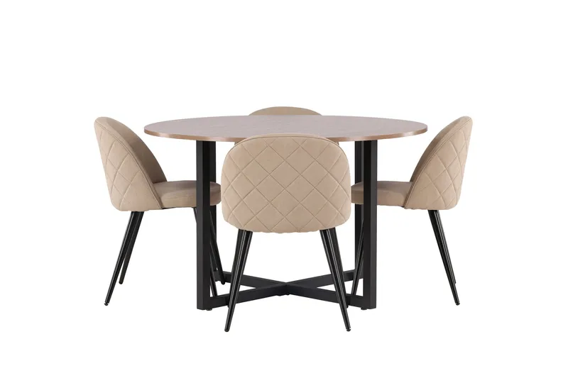 Durango Matgrupp 120 cm Rund med 4 Velvets Stolar - Valnöt - Products - Möbler - Bord & matgrupp - Matgrupp