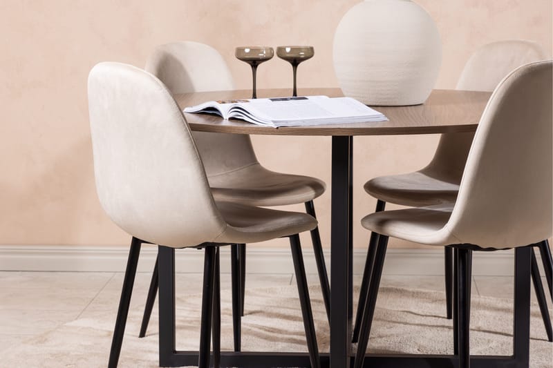 Durango Matgrupp 120 cm Rund med 4 Polar Stolar - Valnöt - Products - Möbler - Bord & matgrupp - Matgrupp