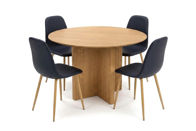 Edda Matgrupp runt 110 cm Ek med 4 Nibe Matstolar - Ek - Products - Möbler - Bord & matgrupp - Matgrupp