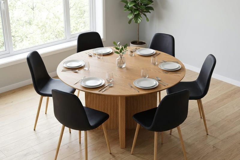 Edda Matgrupp runt 150 cm Ek med 6 Nibe Matstolar - Ek - Products - Möbler - Bord & matgrupp - Matgrupp