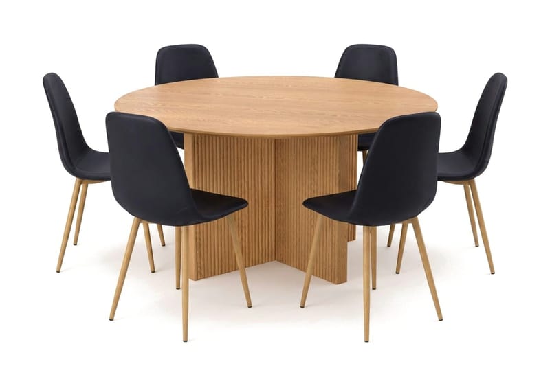 Edda Matgrupp runt 150 cm Ek med 6 Nibe Matstolar - Ek - Products - Möbler - Bord & matgrupp - Matgrupp