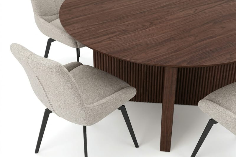 Edda Matgrupp runt 150 cm Valnöt med 6 Mora Matstolar - Products - Möbler - Bord & matgrupp - Matgrupp