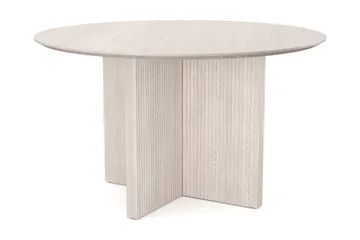 Edda Runt Matbord 130cm Fanér, Vitlaserat