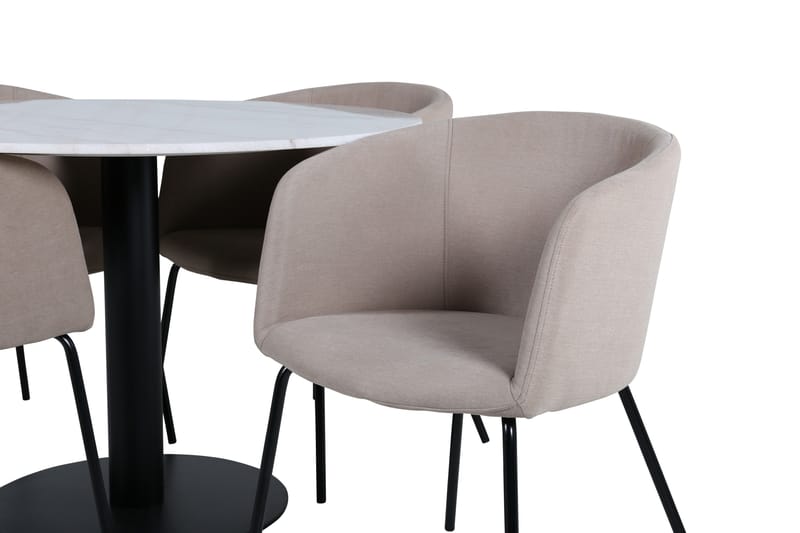 Estelle Matgrupp 106 cm Rund med 4 Berit stolar - Beige - Products - Möbler - Bord & matgrupp - Matgrupp