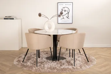 Estelle Matgrupp 106 cm Rund med 4 Berit stolar - Beige - Products - Möbler - Bord & matgrupp - Matgrupp