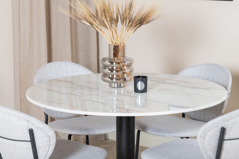 Estelle Matgrupp 106 cm Rund med 4 Vault stolar - Svart - Products - Möbler - Bord & matgrupp - Matgrupp