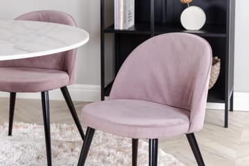 Estelle Matgrupp 106 cm Rund med 4 Velvet stolar - Svart - Products - Möbler - Bord & matgrupp - Matgrupp