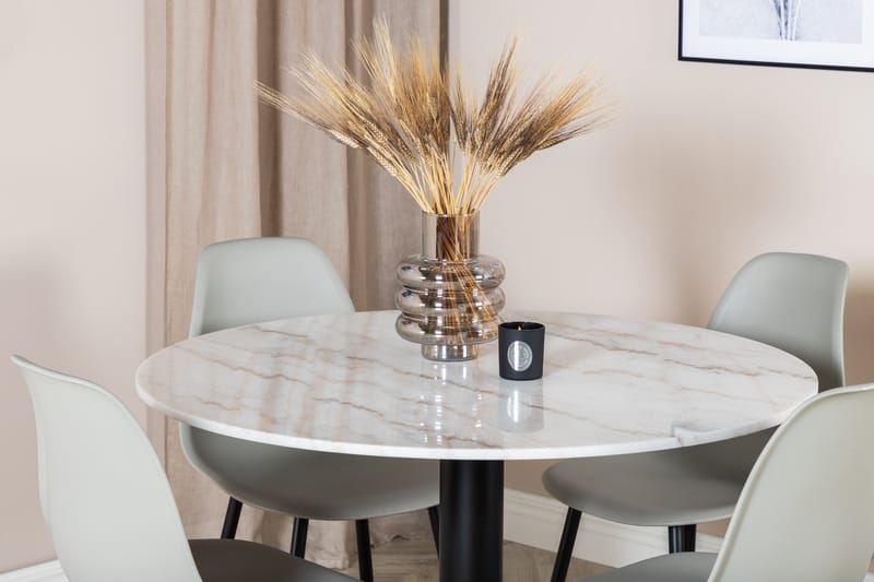 Estelle Matgrupp 106 cm Rund med 4 Polar stolar - Svart - Products - Möbler - Bord & matgrupp - Matgrupp