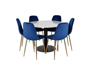 Estelle Matgrupp 106 cm Rund med 6 Polar stolar - Svart - Products - Möbler - Bord & matgrupp - Matgrupp