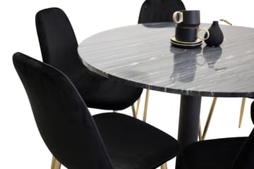 Estelle Matgrupp 106 cm Rund med 6 Polar stolar - Svart/Guld - Products - Möbler - Bord & matgrupp - Matgrupp