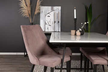 Estelle Matgrupp 140 cm Rektangulär med 4 Leone stolar - Svart - Products - Möbler - Bord & matgrupp - Matgrupp