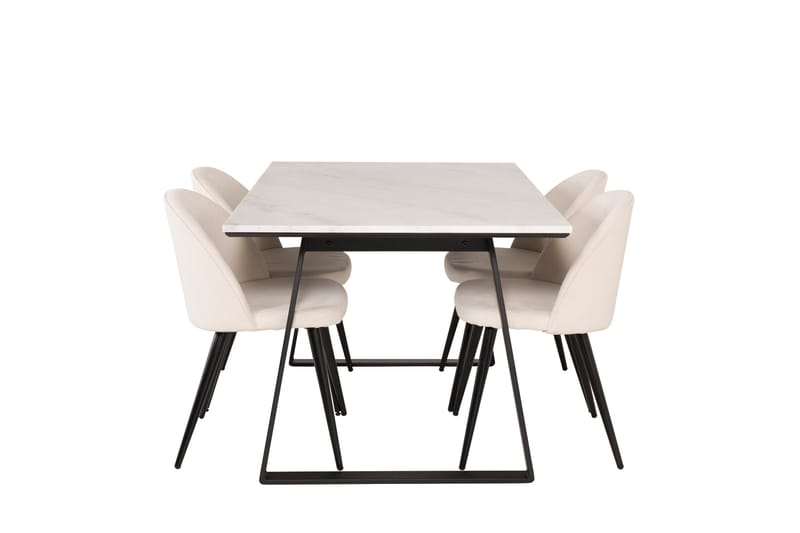 Estelle Matgrupp 140 cm Rektangulär med 4 Velvet stolar, Beige