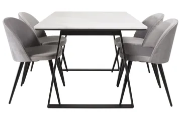 Estelle Matgrupp 140 cm Rektangulär med 4 Velvet stolar - Svart - Products - Möbler - Bord & matgrupp - Matgrupp