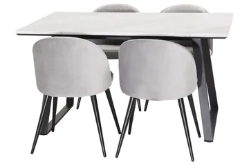 Estelle Matgrupp 140 cm Rektangulär med 4 Velvet stolar - Svart - Products - Möbler - Bord & matgrupp - Matgrupp