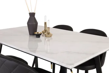 Estelle Matgrupp 140 cm Rektangulär med 4 Velvet stolar - Svart - Products - Möbler - Bord & matgrupp - Matgrupp