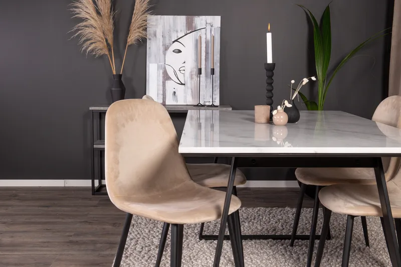 Estelle Matgrupp 140 cm Rektangulär med 4 Polar stolar - Beige - Products - Möbler - Bord & matgrupp - Matgrupp